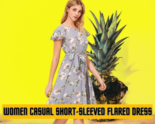 Women Casual short-sleeved flared dress